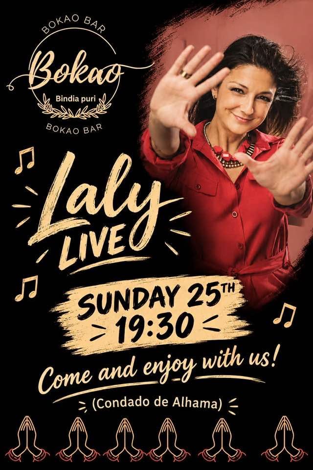 Poster: Laly Live, Sunday 25th at 19:30, come and enjoy with us