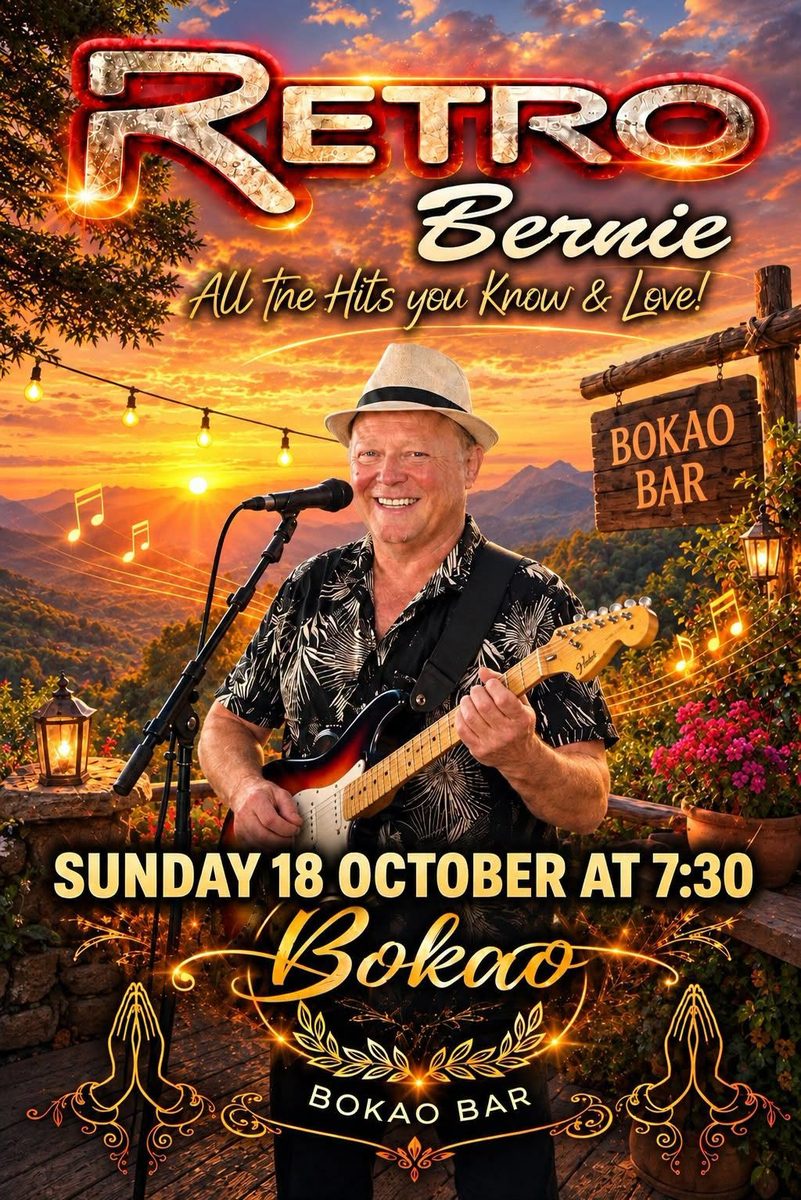 Poster: Retro Bernie, all the hits you know and love, Sunday 18 October at 7:30