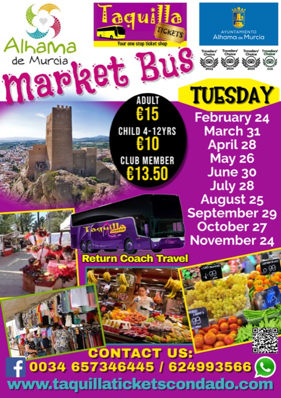 Alhama Tuesday market day trip