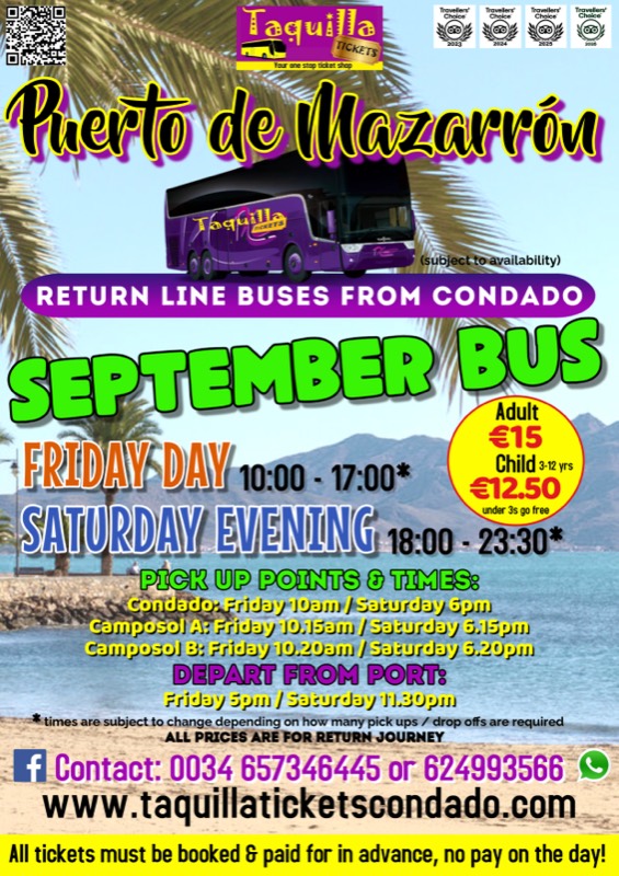 September line bus to Puerto de Mazarrón